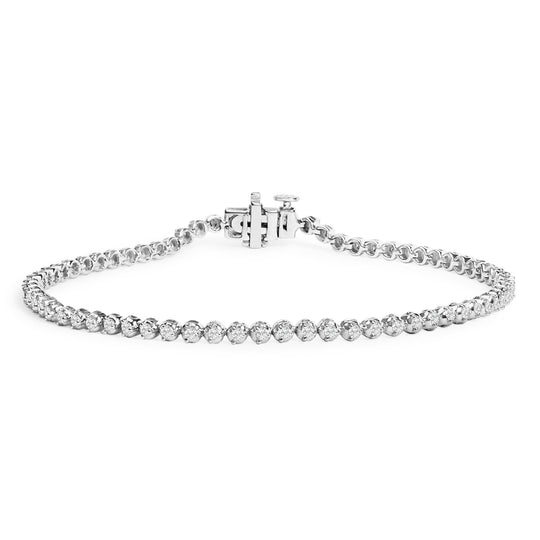 925 Sterling Silver 1.0 Cttw Diamond Tennis Bracelet-0