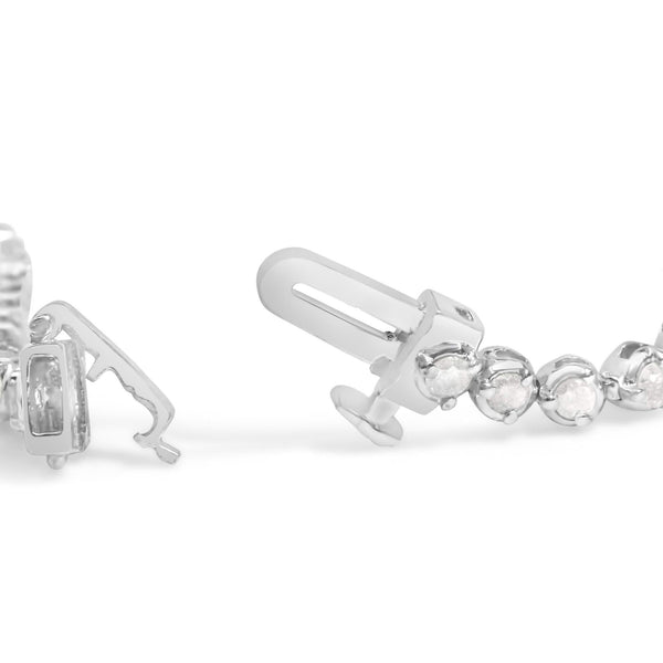 .925 Sterling Silver 2.0 Cttw Diamond 3 Prong Set Tennis Bracelet