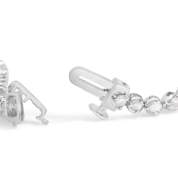 .925 Sterling Silver 2.0 Cttw Diamond 3 Prong Set Tennis Bracelet