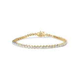10K Yellow Gold 3.0 Cttw Prong Set Round Diamond Classic Tennis Bracelet-0 thumbnail 1