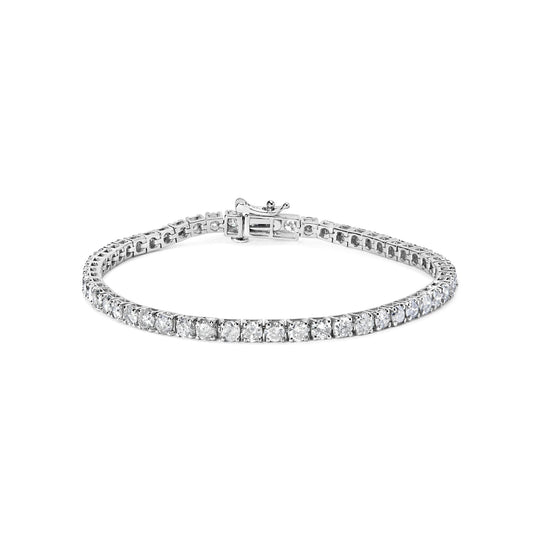 10K White Gold 6.00 Cttw Classic Natural Diamond Tennis Bracelet-0