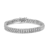 .925 Sterling Silver 1.0 Cttw Diamond Collar Line Link Bracelet (I-J Color, I1-I2 Clarity) - Size 7.25