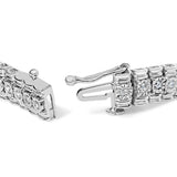 .925 Sterling Silver 1.0 Cttw Diamond Collar Line Link Bracelet (I-J Color, I1-I2 Clarity) - Size 7.25