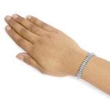 .925 Sterling Silver 1.0 Cttw Diamond Collar Line Link Bracelet (I-J Color, I1-I2 Clarity) - Size 7.25