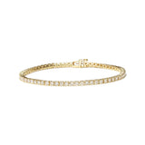 14K yellow gold tennis bracelet with round brilliant cut diamond stones thumbnail 1