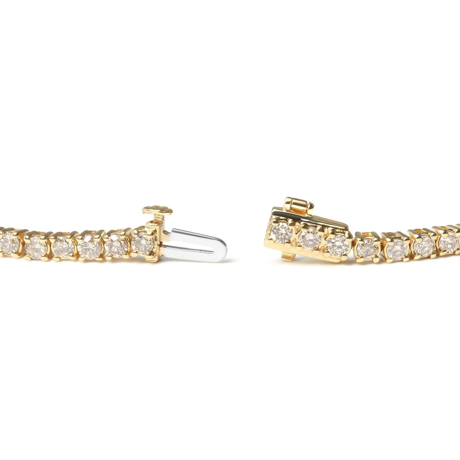 14K Yellow Gold 6.0 Cttw Classic 4 Prong Set Round Brilliant Cut Diamond Tennis Bracelet (K-L Color, VS2-SI1 Clarity) - 7.25