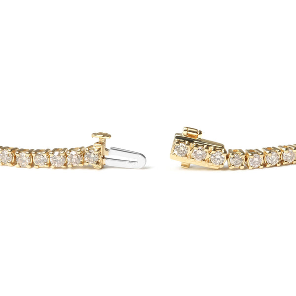 14K Yellow Gold 6.0 Cttw Classic 4 Prong Set Round Brilliant Cut Diamond Tennis Bracelet (K-L Color, VS2-SI1 Clarity) - 7.25