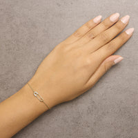 10K Yellow Gold 1/10 Cttw Diamond Paperclip Charm Adjustable Link Bracelet  (J-J Color, I1-I2 Clarity) - 7.25 Inch