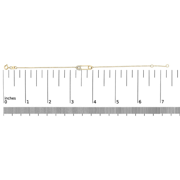 10K Yellow Gold 1/10 Cttw Diamond Paperclip Charm Adjustable Link Bracelet  (J-J Color, I1-I2 Clarity) - 7.25 Inch
