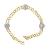 14K Yellow Gold 5/8 Cttw Diamond Cluster Curb Chain Bracelet-3 thumbnail 4