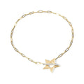 18K yellow gold paperclip bracelet with diamond accent star charm