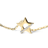 18K Yellow Gold Plated Sterling Silver Diamond Accent Star Charm Paperclip Chain Bracelet-3 thumbnail 4