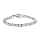 14K white gold tennis bracelet with round diamond stones in prong settings thumbnail 1