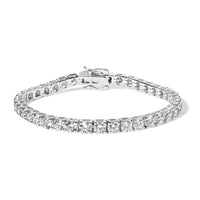 14K White Gold 4-Prong Set Lab Grown Round Diamond Classic Tennis Bracelet (F-G Color, VS1-VS2 Clarity) - 7.25