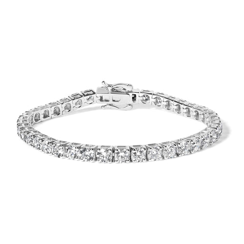 14K White Gold 4-Prong Set Lab Grown Round Diamond Classic Tennis Bracelet (F-G Color, VS1-VS2 Clarity) - 7.25