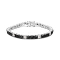925 sterling silver tennis bracelet with black and white diamond stones