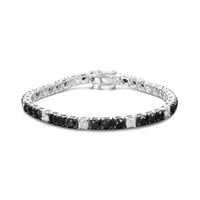 .925 Sterling Silver Black and White Diamond Tennis Bracelet (I-J Color, I2-I3 Clarity) - 7.25