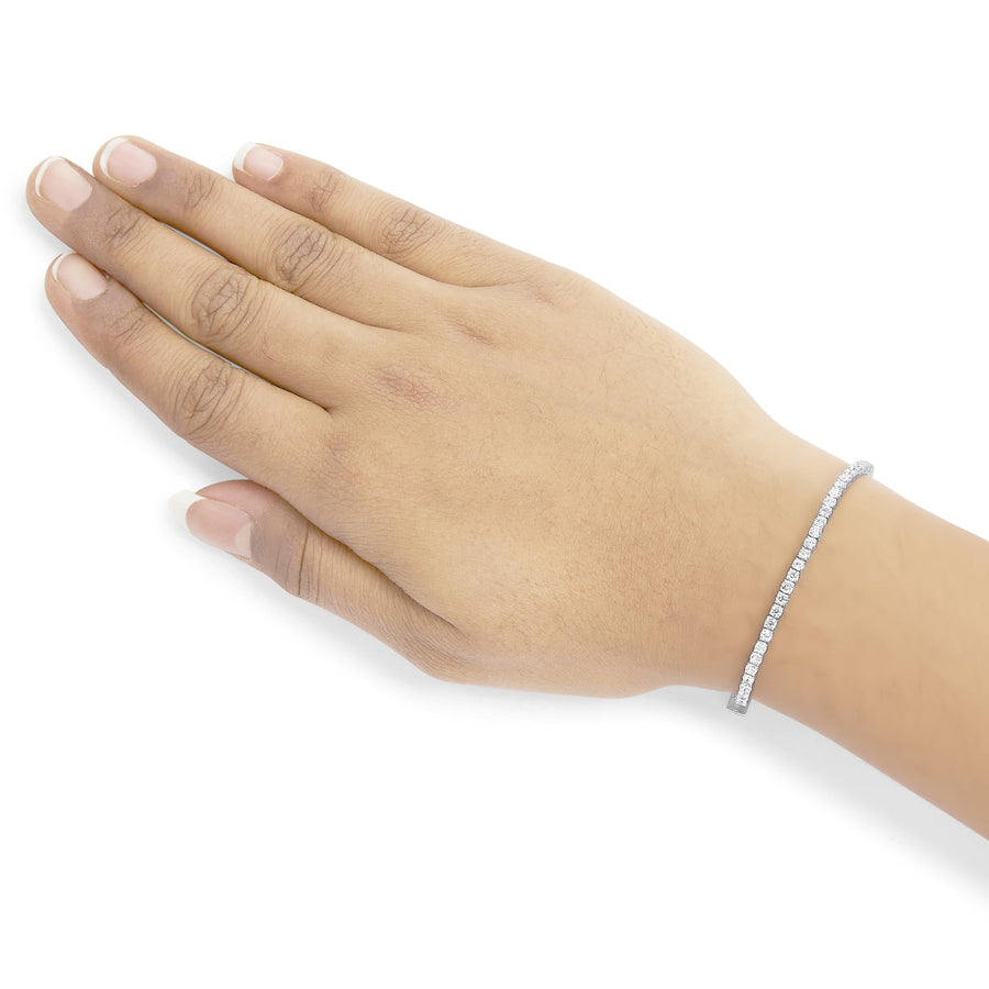 14K White Gold Classic Lab-Grown Diamond Tennis Bracelet (F-G Color, VS2-SI1 Clarity) - 7