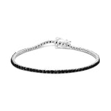 .925 Sterling Silver 4-Prong Set Treated Black Round-Cut Diamond Classic Tennis Bracelet (Black Color, I2-I3 Clarity) - 7.25