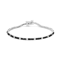 .925 Sterling Silver Black and White Diamond Tennis Bracelet (I-J Color, I2-I3 Clarity) - 7.25