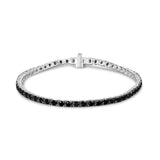 .925 Sterling Silver 4-Prong Set Treated Black Round-Cut Diamond Classic Tennis Bracelet (Black Color, I2-I3 Clarity) - 7.25
