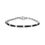 .925 Sterling Silver Black and White Diamond Tennis Bracelet (I-J Color, I2-I3 Clarity) - 7.25