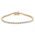 14K gold tennis bracelet with a line of round diamond stones