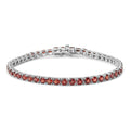 925 sterling silver tennis bracelet with created orange garnet stones