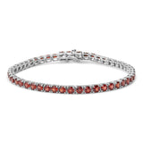.925 Sterling Silver 10.0 Cttw Created Orange Garnet Tennis Bracelet - 7.25