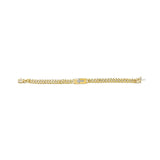 14K Yellow Gold Plated .925 Sterling Silver Diamond Accent Inlaid Cross Cuban Link Bracelet (I-J Color, I3 Clarity)-  7.25
