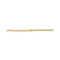 14K Yellow Gold Plated .925 Sterling Silver Diamond Accent Inlaid Cross Cuban Link Bracelet (I-J Color, I3 Clarity)-  7.25