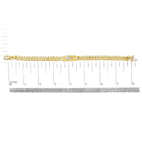 14K Yellow Gold Plated .925 Sterling Silver Diamond Accent Inlaid Cross Cuban Link Bracelet (I-J Color, I3 Clarity)-  7.25