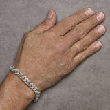 .925 Sterling Silver 1/2 Cttw Diamond Cuban Curb Chain Bracelet (I-J Color, I3 Clarity)-  8.5