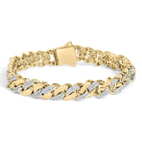 .925 Sterling Silver 1/2 Cttw Diamond Cuban Curb Chain Bracelet (I-J Color, I3 Clarity)-  8.5
