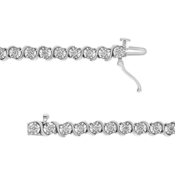 14K White Gold 1.00 Cttw Lab Grown Diamond Round Miracle Plate and 