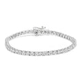 14K white gold tennis bracelet with round diamond stones in prong settings