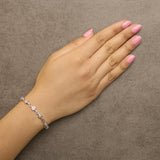 .925 Sterling Silver 1/4 Cttw Diamond Infinity Heart Link Bracelet-2 thumbnail 3