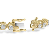 14K Yellow Gold Plated .925 Sterling Silver 3 9/10 Cttw Diamond Buttercup Style Tennis Bracelet-1 thumbnail 2