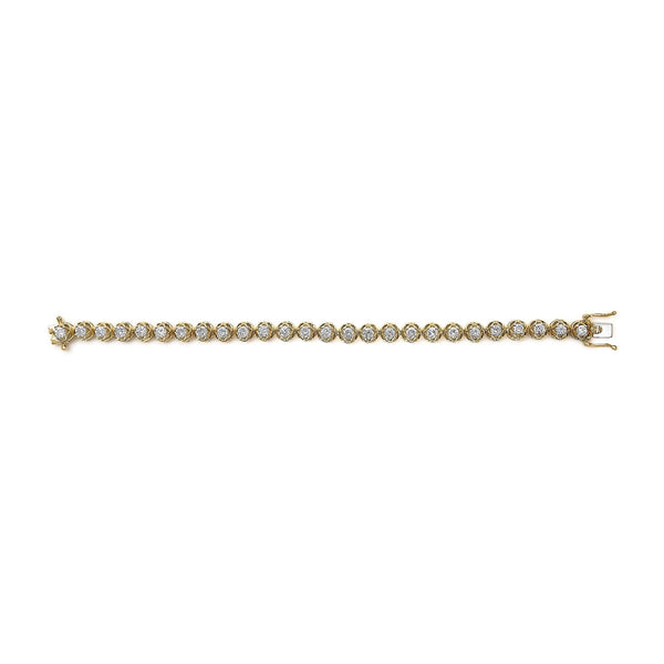 14K Yellow Gold Plated .925 Sterling Silver 3 9/10 Cttw Diamond Buttercup Style Tennis Bracelet