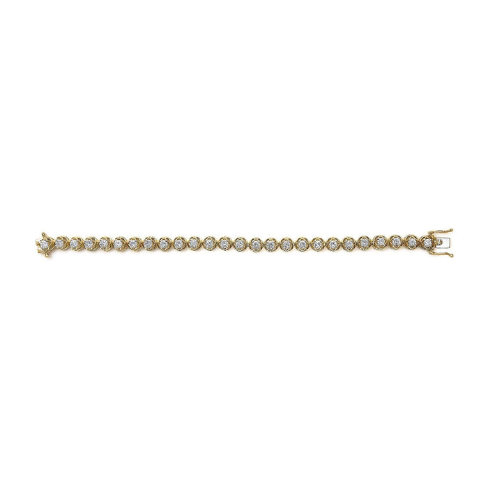 14K Yellow Gold Plated .925 Sterling Silver 3 9/10 Cttw Diamond Buttercup Style Tennis Bracelet