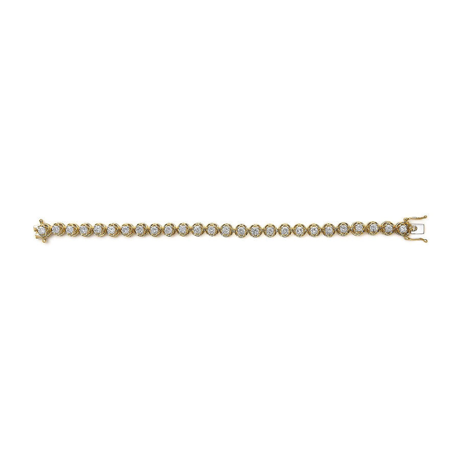 14K Yellow Gold Plated .925 Sterling Silver 3 9/10 Cttw Diamond Buttercup Style Tennis Bracelet