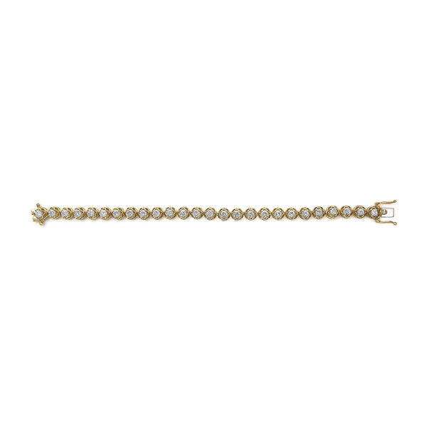 14K Yellow Gold Plated .925 Sterling Silver 3 9/10 Cttw Diamond Buttercup Style Tennis Bracelet