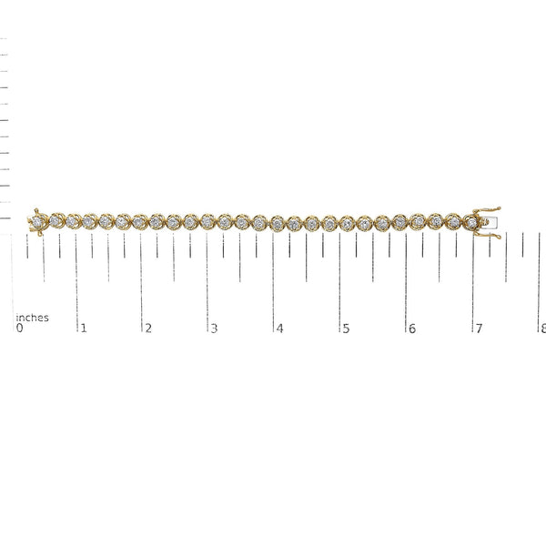 14K Yellow Gold Plated .925 Sterling Silver 3 9/10 Cttw Diamond Buttercup Style Tennis Bracelet