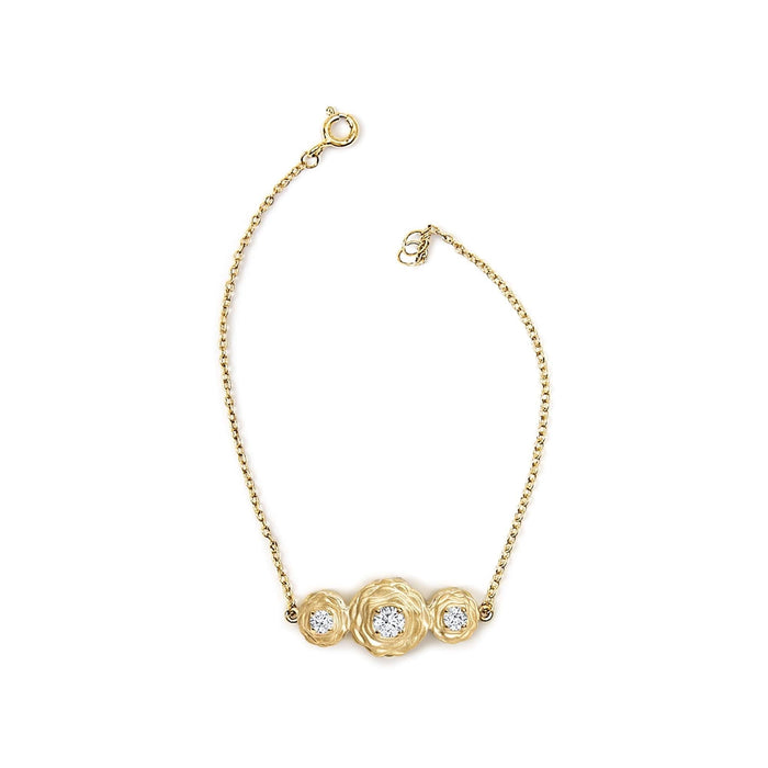 14K Yellow Gold Plated Sterling Silver 1/2 Cttw Lab Grown Diamond Rose Motif Link Bracelet