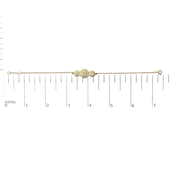 14K Yellow Gold Plated Sterling Silver 1/2 Cttw Lab Grown Diamond Rose Motif Link Bracelet