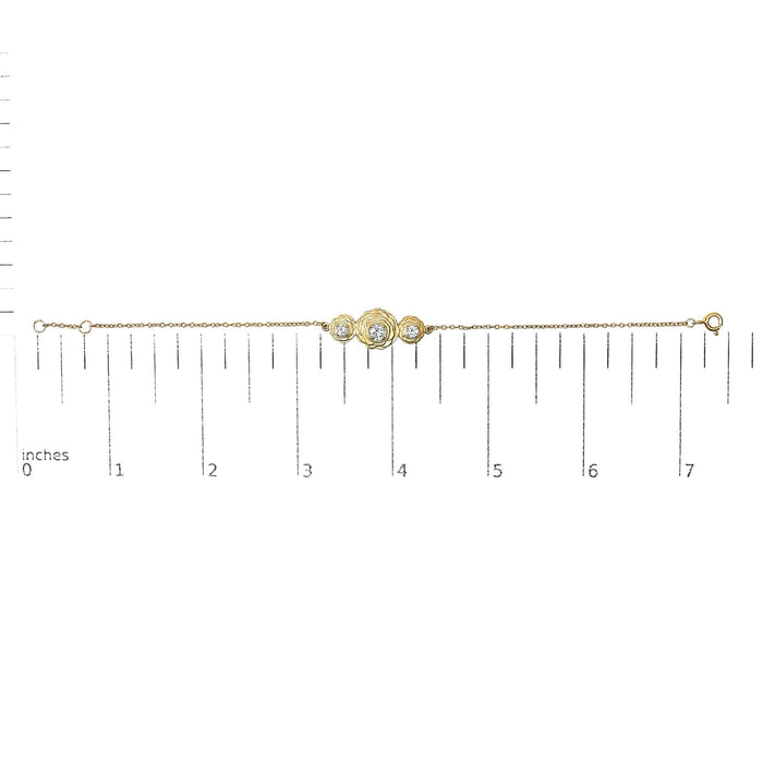 14K Yellow Gold Plated Sterling Silver 1/2 Cttw Lab Grown Diamond Rose Motif Link Bracelet