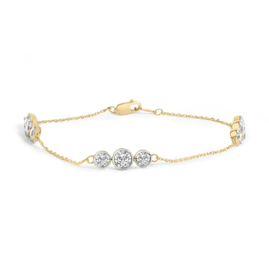 10K Yellow Gold Plated .925 Sterling Silver 2.0 Cttw Lab Grown Diamond Bezel Set Station Bracelet-0