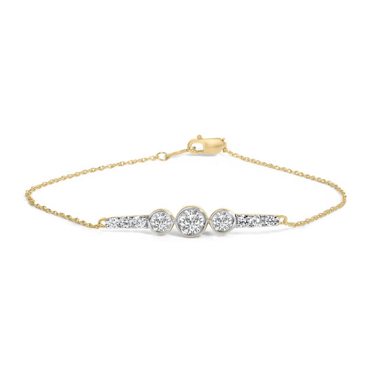 10K Yellow Gold Plated .925 Sterling Silver 1.0 Cttw Lab Grown Diamond Bezel Set Bracelet-0