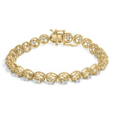 10K Yellow Gold Plated .925 Sterling Silver 2.0 Cttw Lab Grown Diamond Openwork Tennis Bracelet-0 thumbnail 1