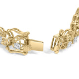 10K Yellow Gold Plated .925 Sterling Silver 2.0 Cttw Lab Grown Diamond Openwork Tennis Bracelet-1 thumbnail 2